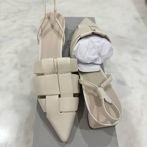 New! Charles & Keith White Woven Slingback Heel